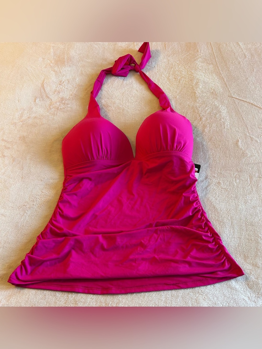Lauren Ralph Lauren Beach Club magenta halter tankini with molded cups size 12
